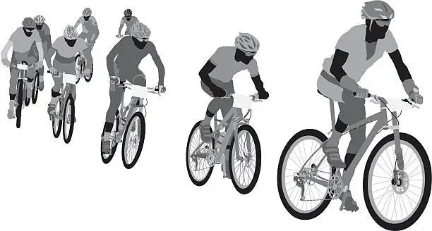 Vector illustration of Silhouettes of cyclists