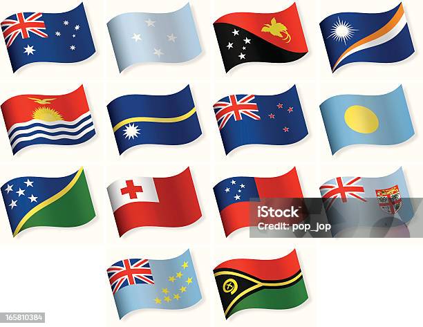 Флаг Значок Формы Сбораавстралии И Океании — стоковая векторная графика и другие изображения на тему Новозеландский флаг - Новозеландский флаг, Кирибати, Флаг Фиджи