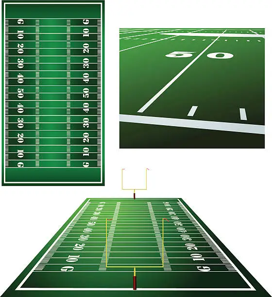 Vector illustration of Football Fields, Goal Posts and Fifty Yard Line Background