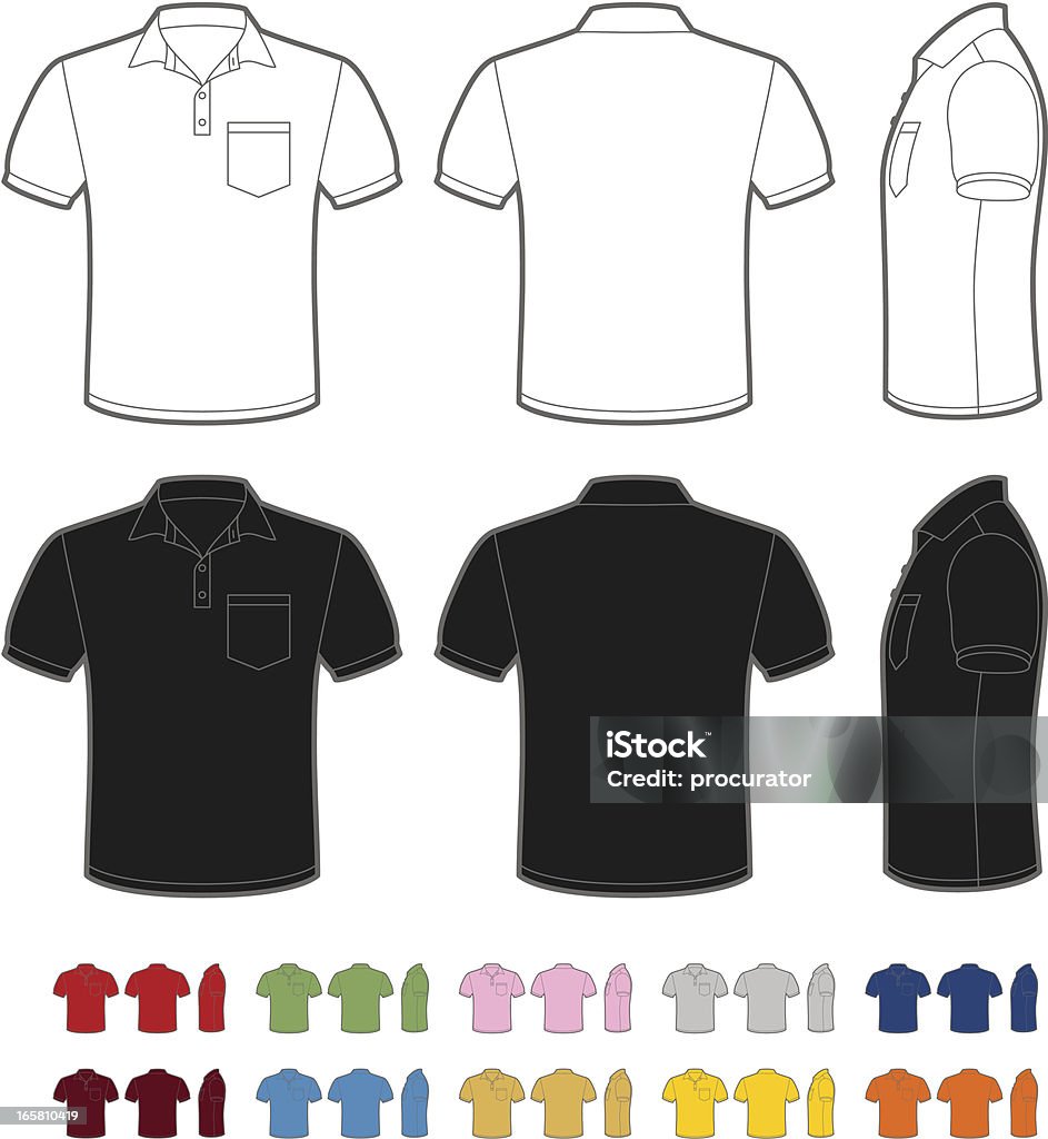 Men's polo shirt Vector illustration of classic men's polo. Front, rear and side views. Easy color change. Polo Shirt stock vector