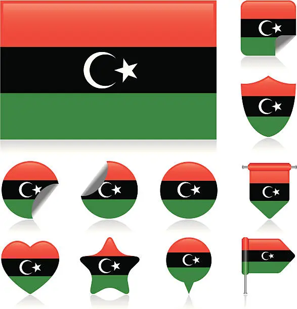 Vector illustration of Libya flag set