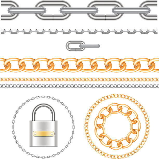 ilustrações de stock, clip art, desenhos animados e ícones de correntes e cadeado - gold chain chain circle connection