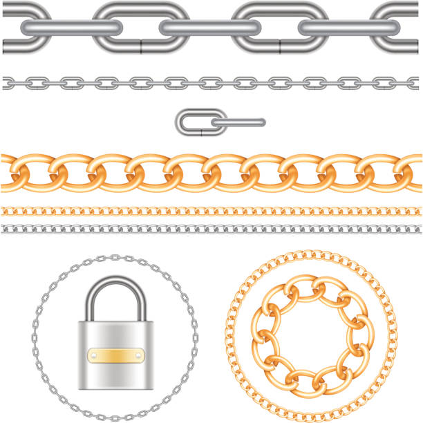 Chains and padlock Chains and padlock. All elements on separate layers and groups. Vector illustration. anchor chain stock illustrations