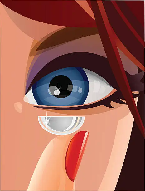 Vector illustration of Contact lens close-up