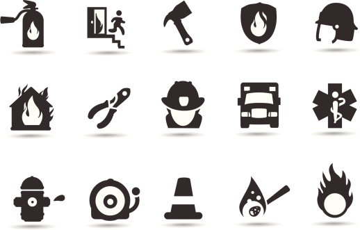 Firefighter icons part II.  Professional Vector Icons with High resolution jpeg and transparent PNG file.   