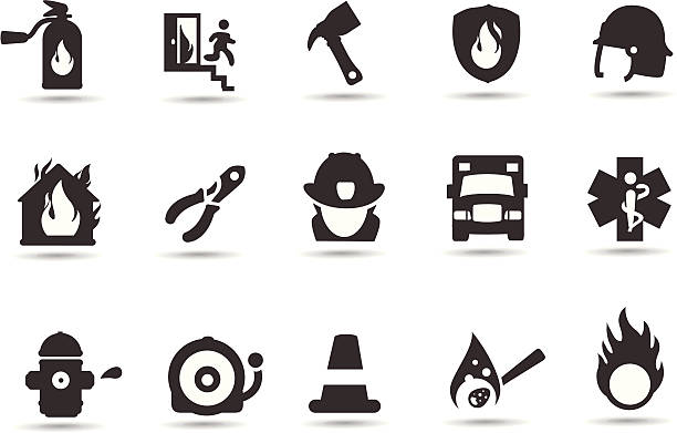 Firefighter Icons Firefighter icons part II.  Professional Vector Icons with High resolution jpeg and transparent PNG file.    bolt cutter stock illustrations