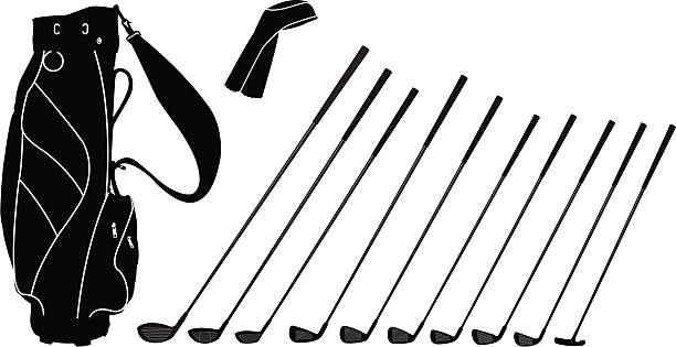 Golf Clubs and Bag Golf Clubs and Bag. Tight silhouette illustrations of golf clubs, golf bag and club sock. Check out my "Golf" light box for more. golf club stock illustrations