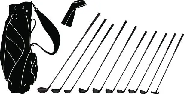 Vector illustration of Golf Clubs and Bag