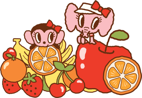 Elephants on fruit.