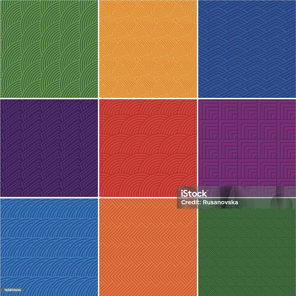 Zestaw kolorowych geometrycznej bezszwowe wzory - Grafika wektorowa royalty-free (Abstrakcja)