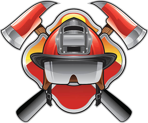 firefighter emblem vector art illustration