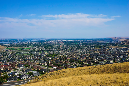 Aerial view of Tri-Cities Washington with Pasco and Kennewick