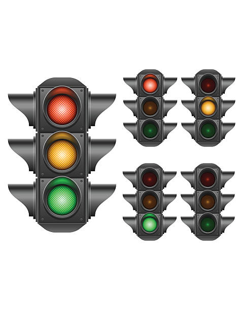 Multiple illustrations of traffic lights vector art illustration