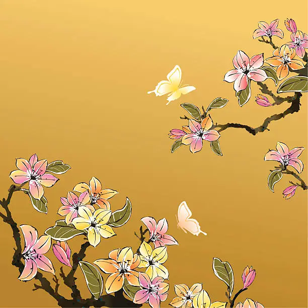 Vector illustration of Chinese painting background