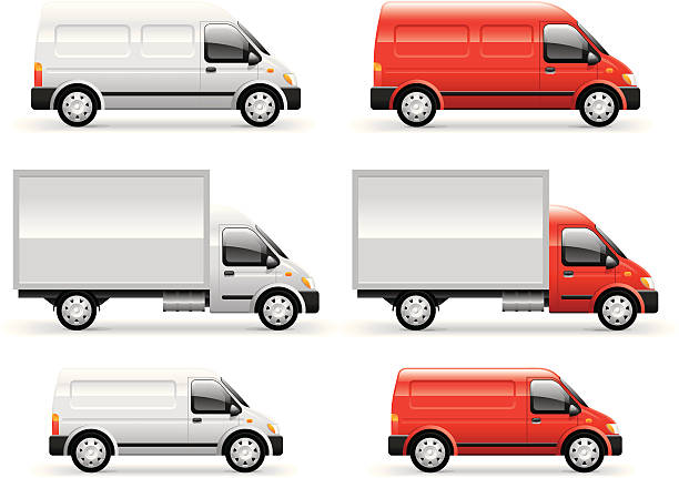 illustrazioni stock, clip art, cartoni animati e icone di tendenza di furgone commerciale - camion