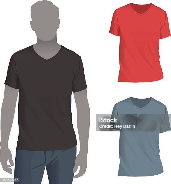 男性 Mockup テンプレートの V ネック T シャツ - Tシャツのベクターアート素材や画像を多数ご用意 - Tシャツ, Vネック, ベクター画像