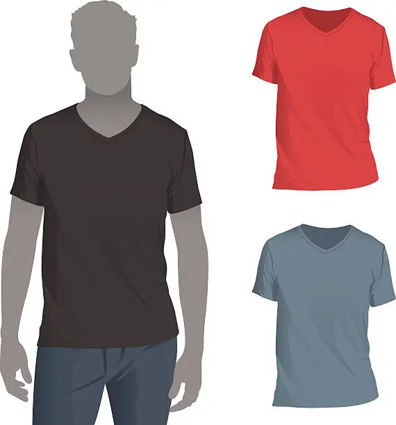 Vector illustration of Men's V-Neck T-Shirt Mockup Template