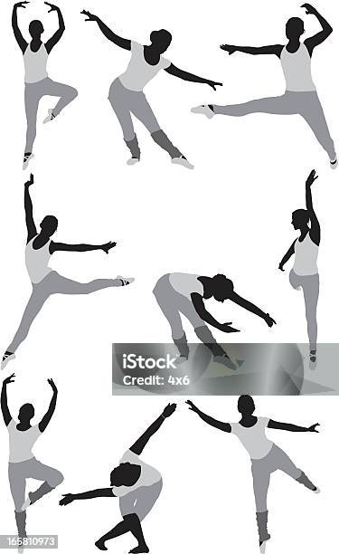 Ilustración de Múltiples Imágenes De Una Mujer Bailando y más Vectores Libres de Derechos de Acróbata - Acróbata, Abrise de piernas, Actividad