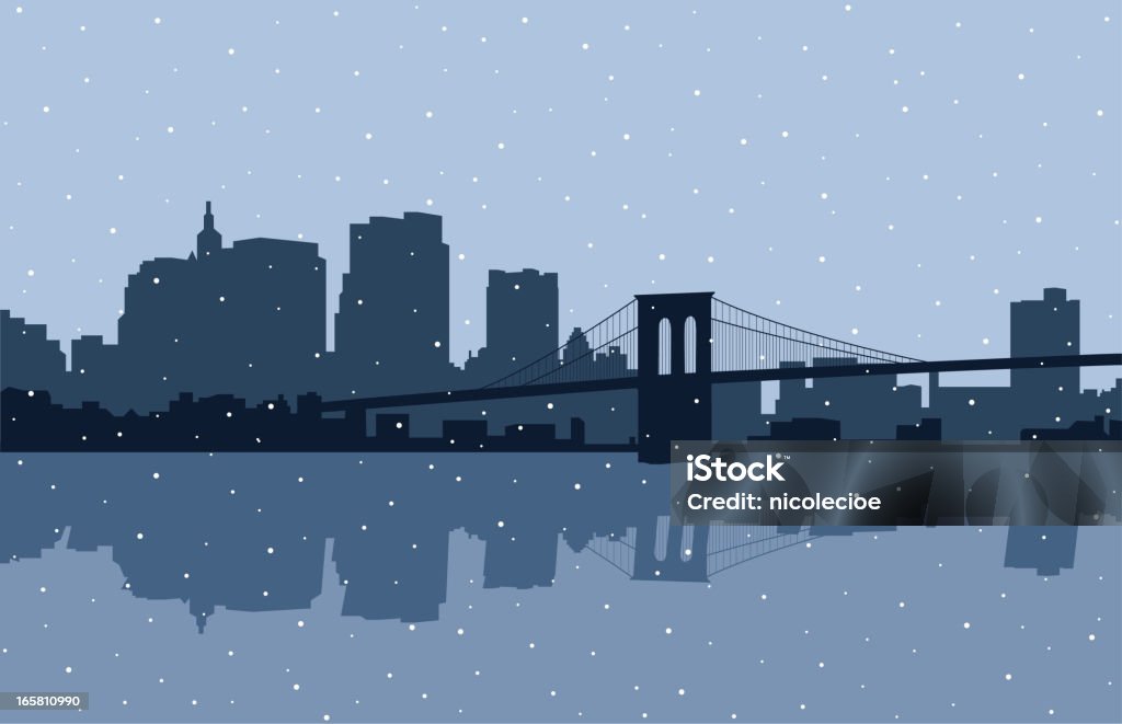 Pont de Brooklyn la neige - clipart vectoriel de Illustration libre de droits