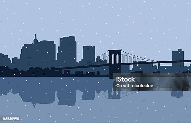 Pont De Brooklyn La Neige Vecteurs libres de droits et plus d'images vectorielles de Illustration - Illustration, Manhattan, Neige
