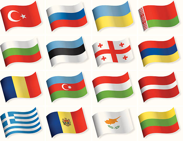 waveform flags collection - east and southern europe - ermeni bayrağı stock illustrations