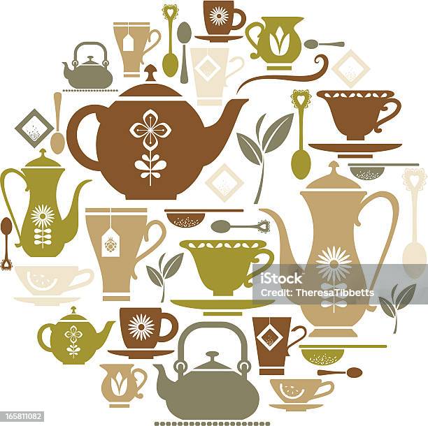 Icona Set Da Tè - Immagini vettoriali stock e altre immagini di Tè del pomeriggio - Tè del pomeriggio, Foglie di tè - Bevanda, Tè alle erbe