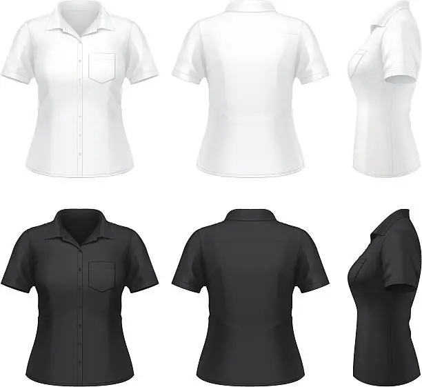 Vector illustration of Women's short sleeve dress shirt