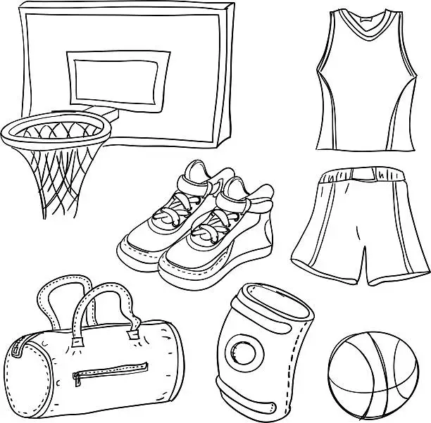 Vector illustration of Basketball illustration in black white