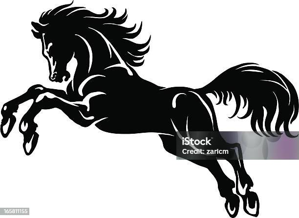 Konie - Stockowe grafiki wektorowe i więcej obrazów Koń - Koń, Czarny kolor, Neutralne tło