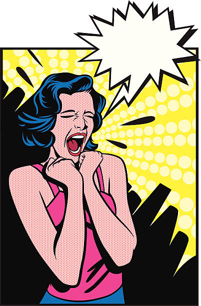 Desperate woman Desperate woman in retro style. shouting illustrations stock illustrations
