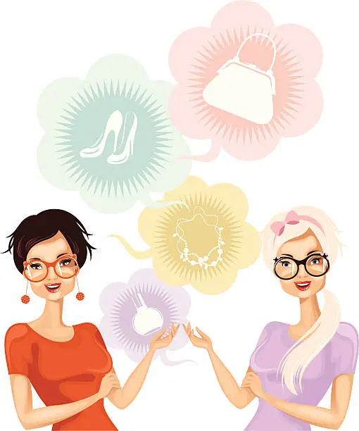 Vector illustration of Two women and their accessories.