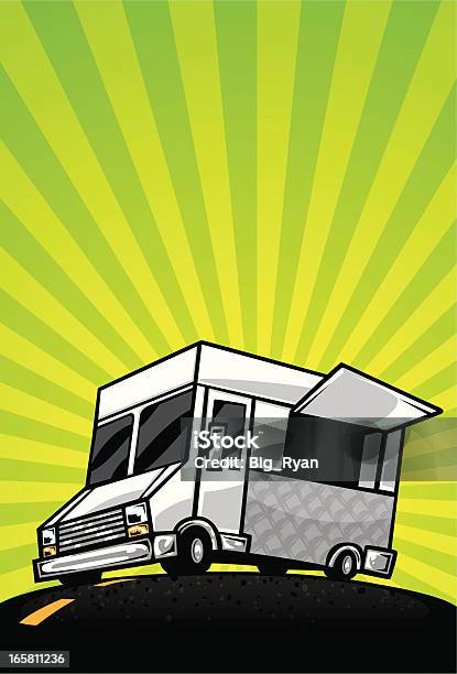음식 배달차 버스트 전단의 푸드 트럭에 대한 스톡 벡터 아트 및 기타 이미지 - 푸드 트럭, 만화, 길거리 음식