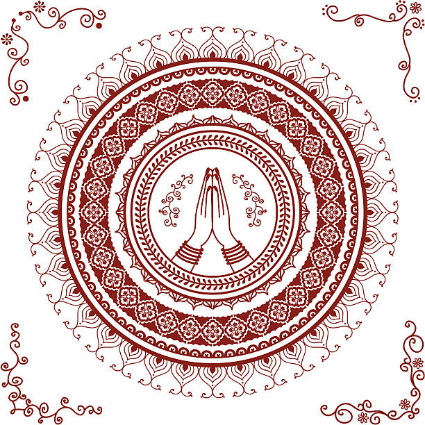 Mehndi Namaste Mandala vector art illustration