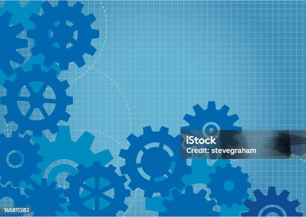 Ilustración de Cogs Fondo Cianotipo y más Vectores Libres de Derechos de Volante de inercia - Volante de inercia, Fondos, Maquinaria