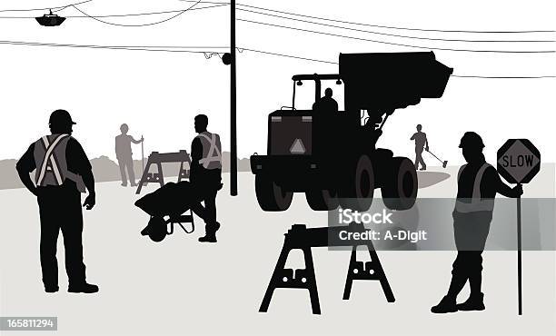 Roadconstruction - Arte vetorial de stock e mais imagens de Adulto - Adulto, Atividade, Atividade Física