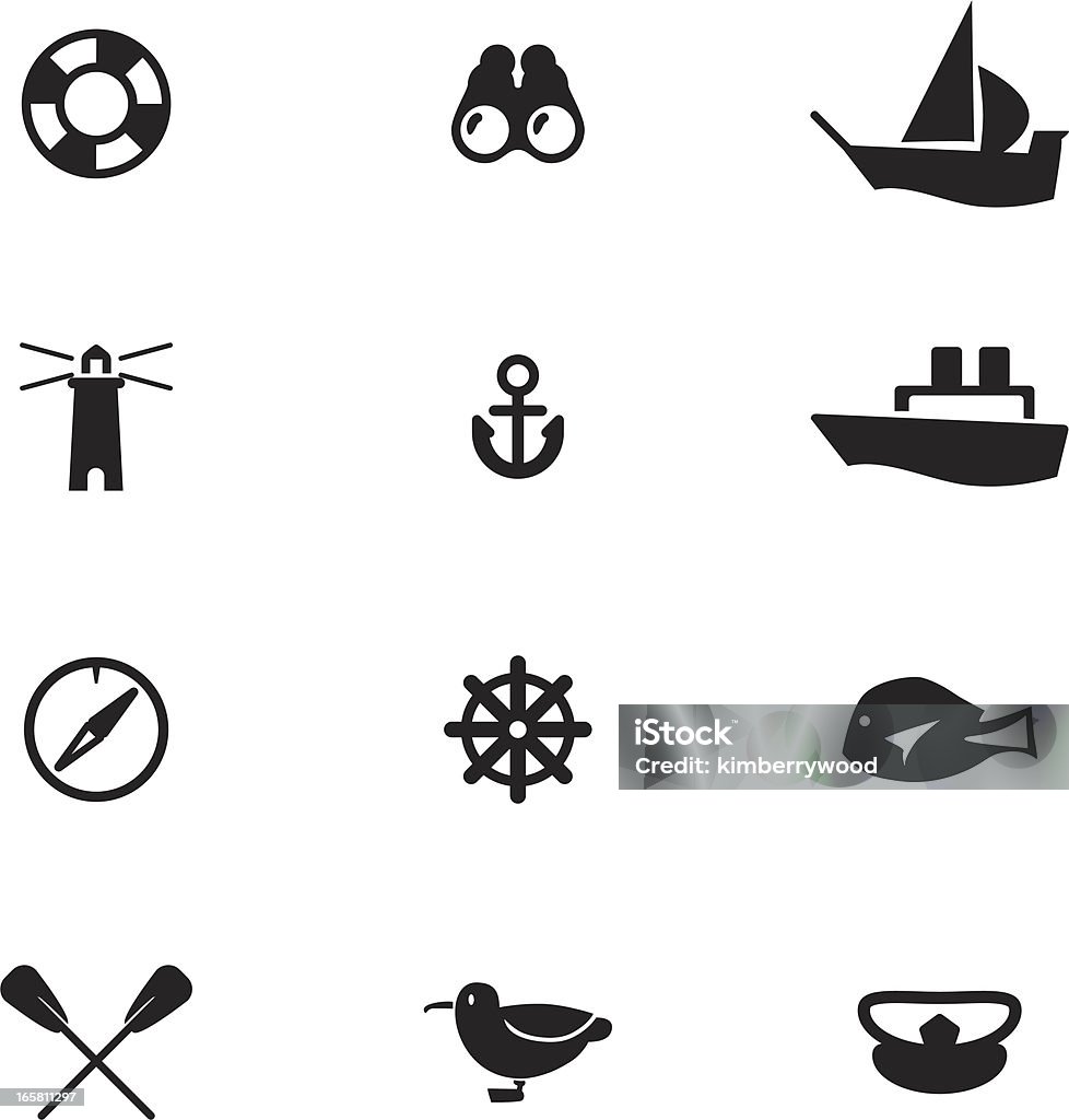 Морской икона набор - Векторная графика Иконка роялти-фри