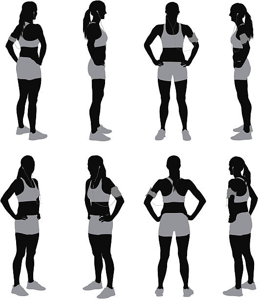 Multiple images of a female athlete Multiple images of a female athletehttp://www.twodozendesign.info/i/1.png portrait confidence stock illustrations