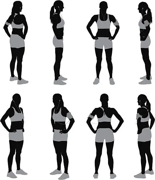 Vector illustration of Multiple images of a female athlete