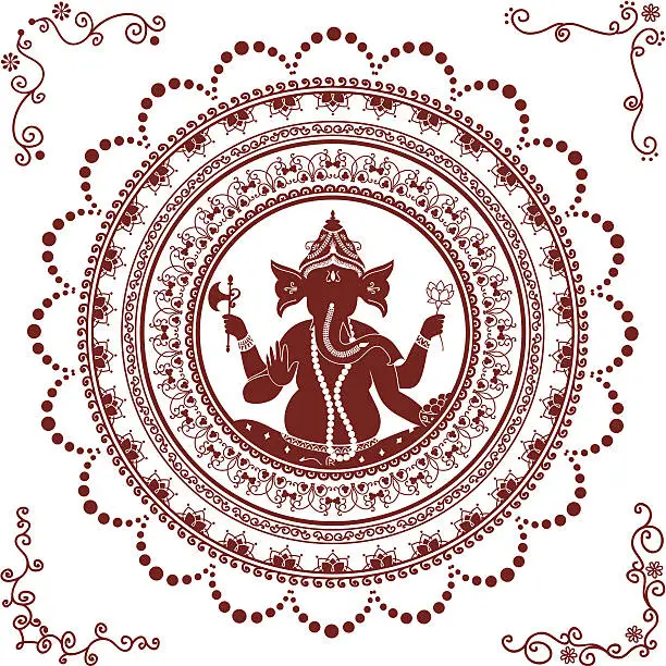 Vector illustration of Mehndi Ganesh Mandala
