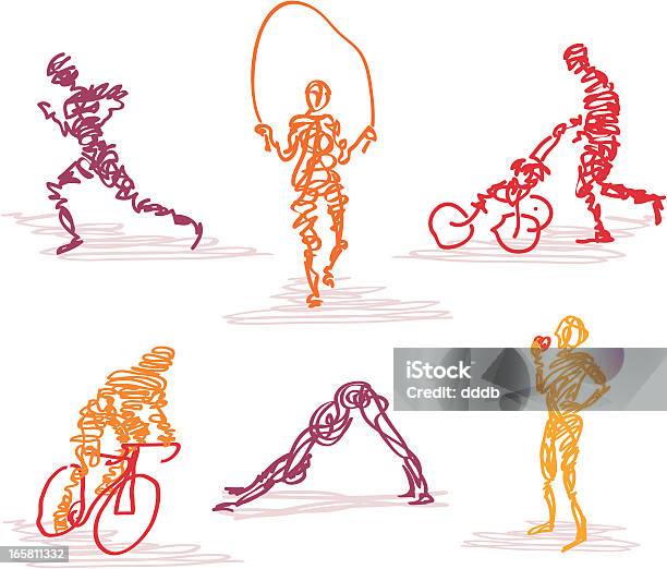 Scribbled Healthy Lifestyle Stock Illustration - Download Image Now - Yoga, Drawing - Art Product, Vector