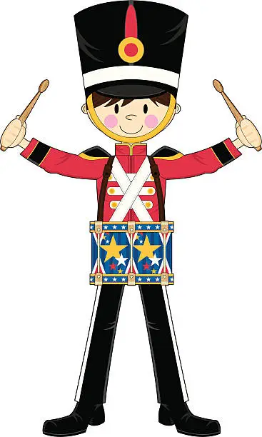 Vector illustration of Cute Nutcracker Soldier Drummer Boy