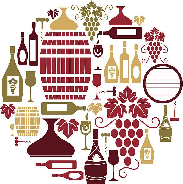 Vector illustration of Wine Icon Set