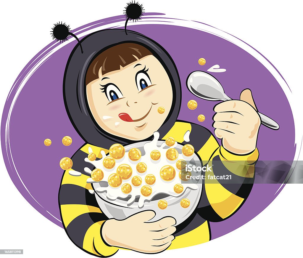 Ребенок ест мюсли, мед - Векторная графика Ёмкость для мытья посуды роялти-фри