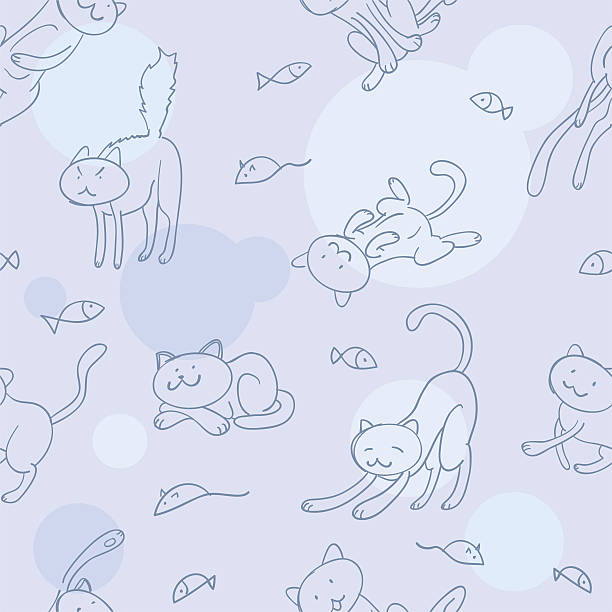 Seamless background - cozy cat Lovely cat in seamless pattern. High resolution jpg file included. abhor stock illustrations