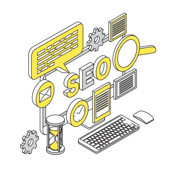 Vector illustration of Isometric_Simple SEO image illustration