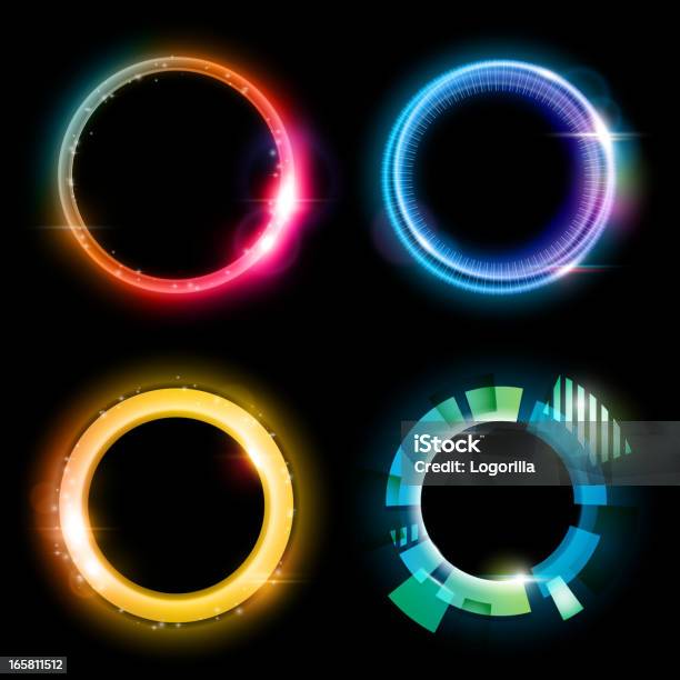 Astratto Cerchi - Immagini vettoriali stock e altre immagini di Cerchio - Cerchio, Colore fluorescente, Neon