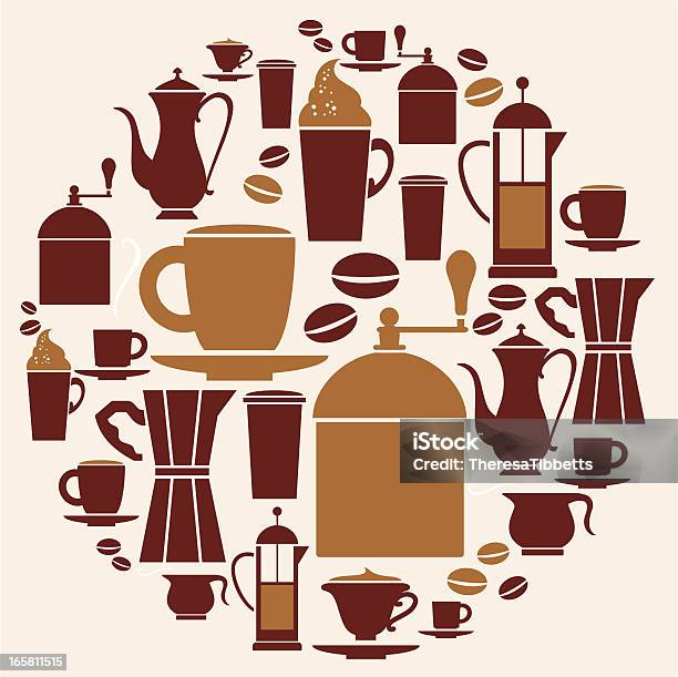 Kawa Zestaw Ikon - Stockowe grafiki wektorowe i więcej obrazów Cappuccino - Cappuccino, Dowcip rysunkowy, Dzbanek do kawy