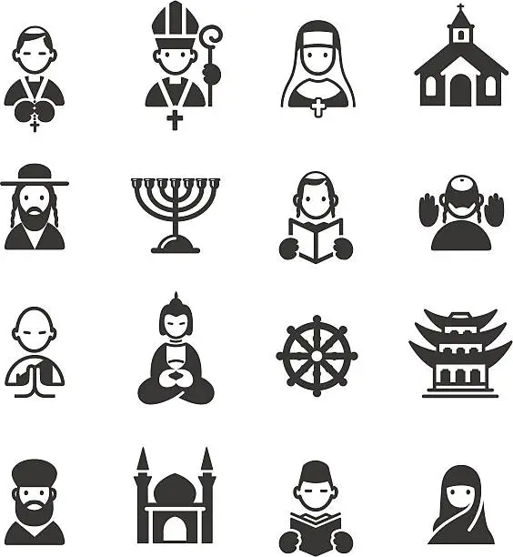 Vector illustration of Multiple religion and place of worship icons