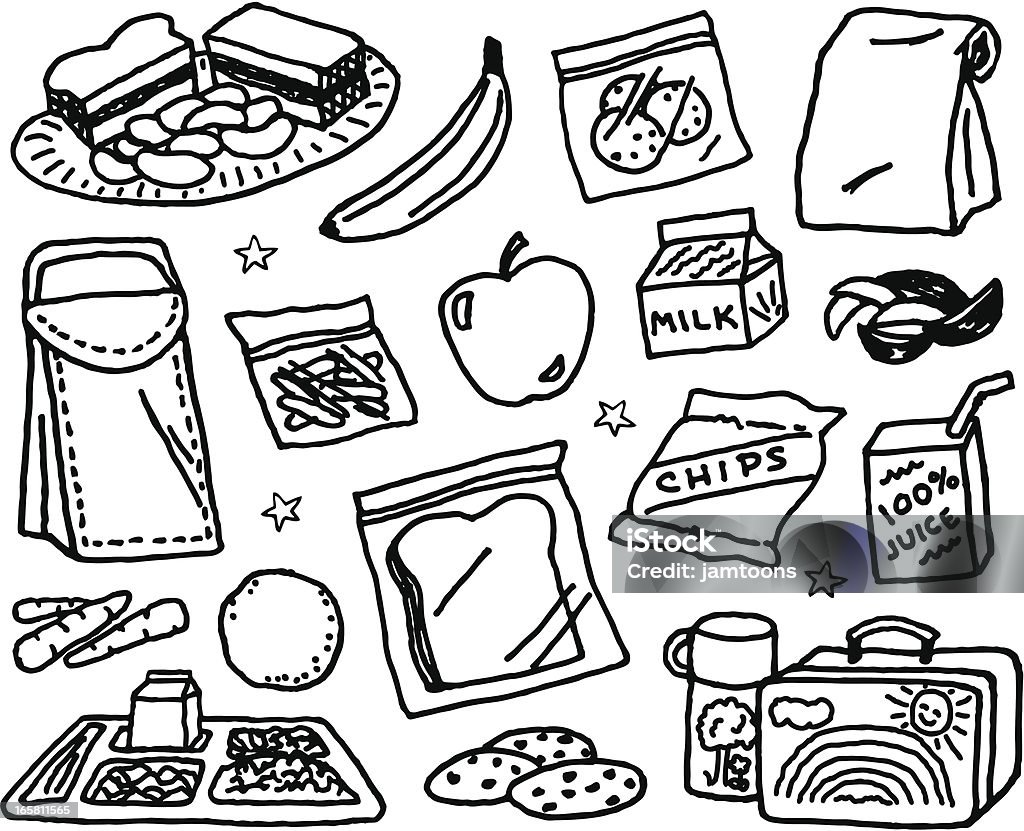 Kids Lunch A collection of kids' lunch items. Food stock vector