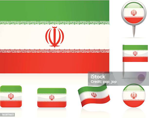 Flaggen Der Iraniconset Stock Vektor Art und mehr Bilder von Flagge - Flagge, Iran, Biegung